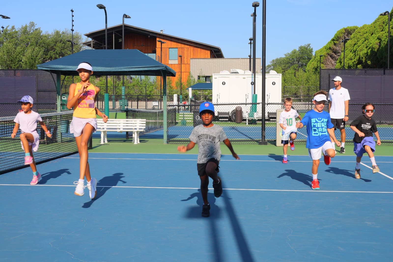 Kids on the tennis court
